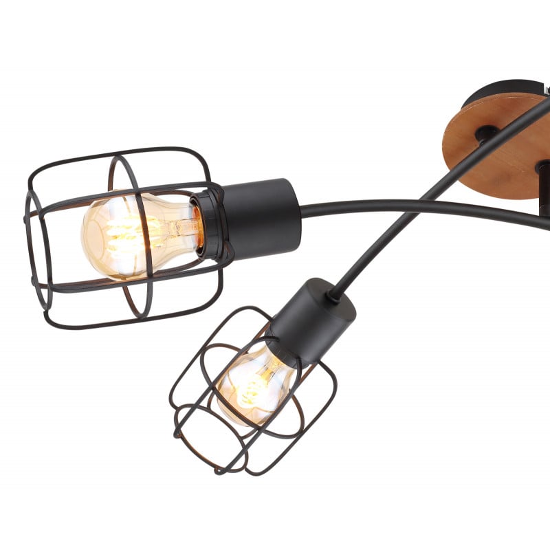 Plafoniera Willa 54037-4D, 4xE27, neagra+maro, IP20, Globo Lighting