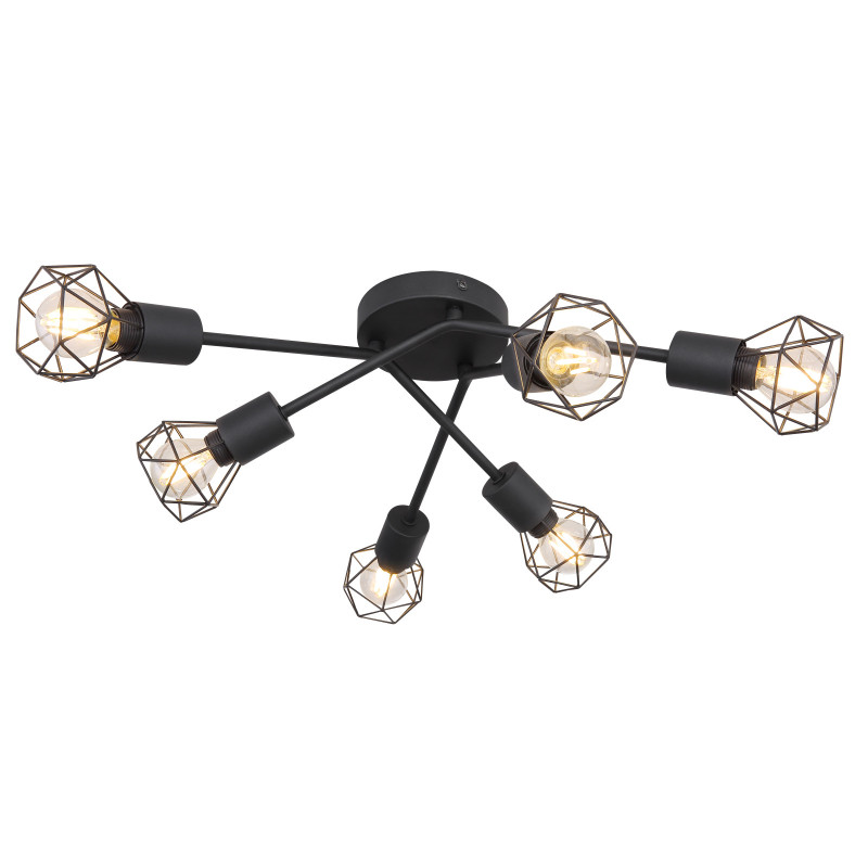 Plafoniera Xara 54802S-6, 6xE14, neagra, IP20, Globo Lighting