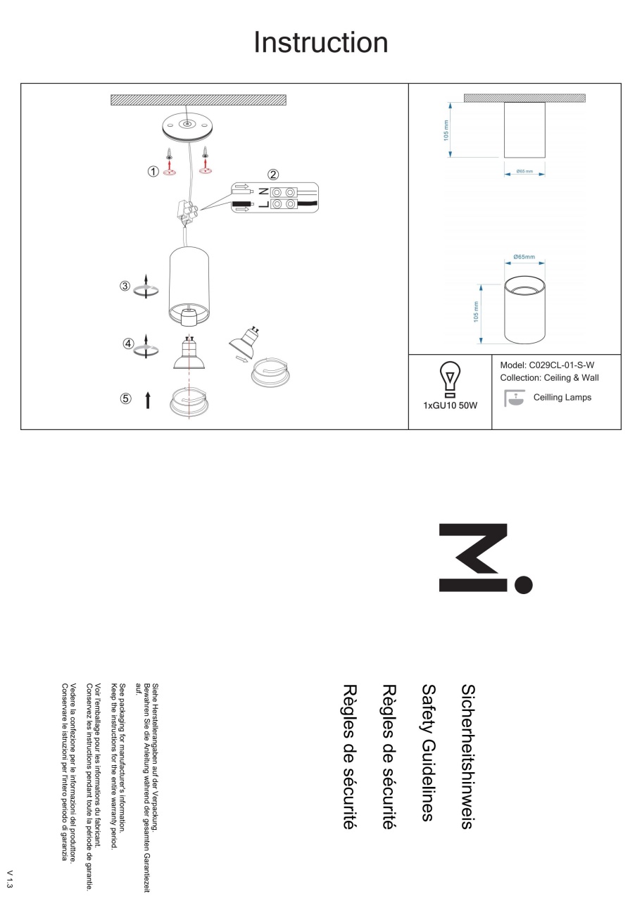 Plafoniera Zoom C029CL-01-S-W, 1xGU10, alba, IP65, Maytoni - 2 | YEO