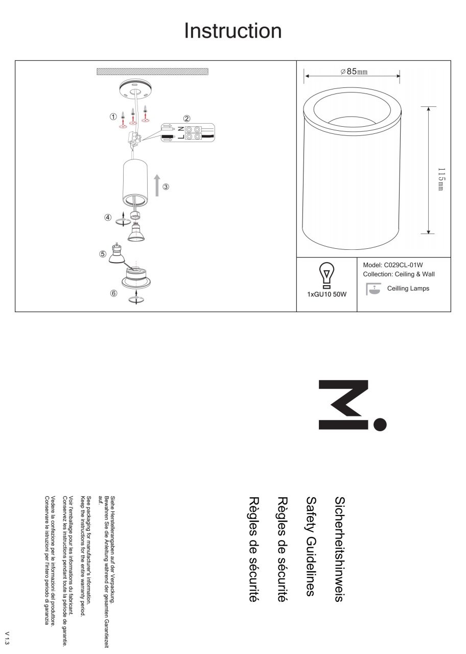 Plafoniera Zoom C029CL-01W, 1xGU10, alba, IP65, Maytoni - 2 | YEO