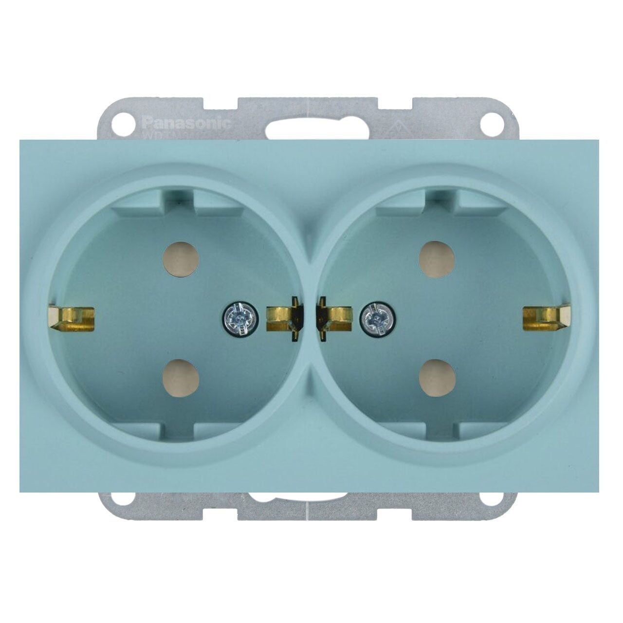 Priza dubla cu impamantare, protectie copii, 16A, IP20, Turcoaz, Panasonic Karre Plus 55 Soft Touch