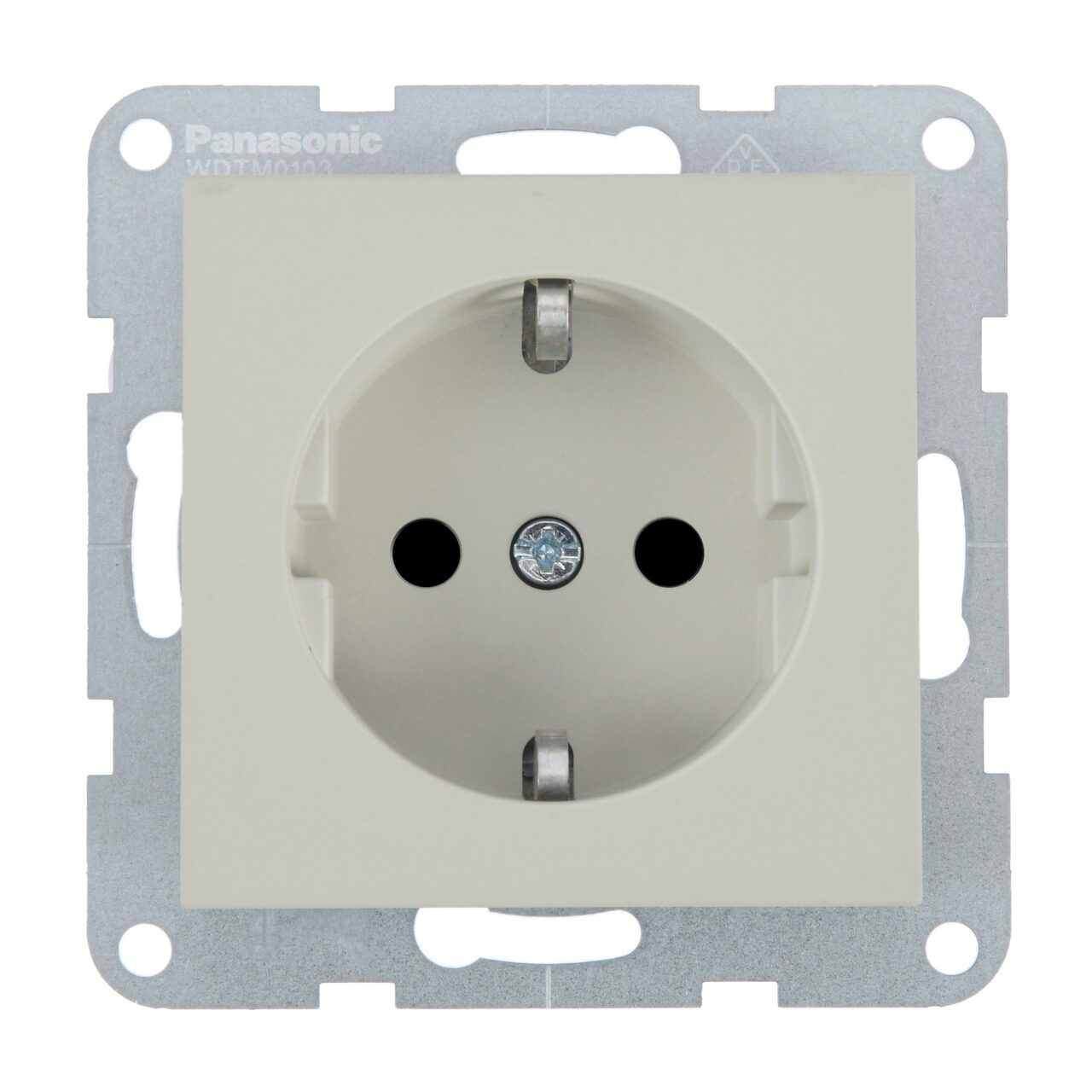 Priza simpla cu impamantare 16A, IP20, Sandstone, Panasonic Karre Plus 55 Soft Touch
