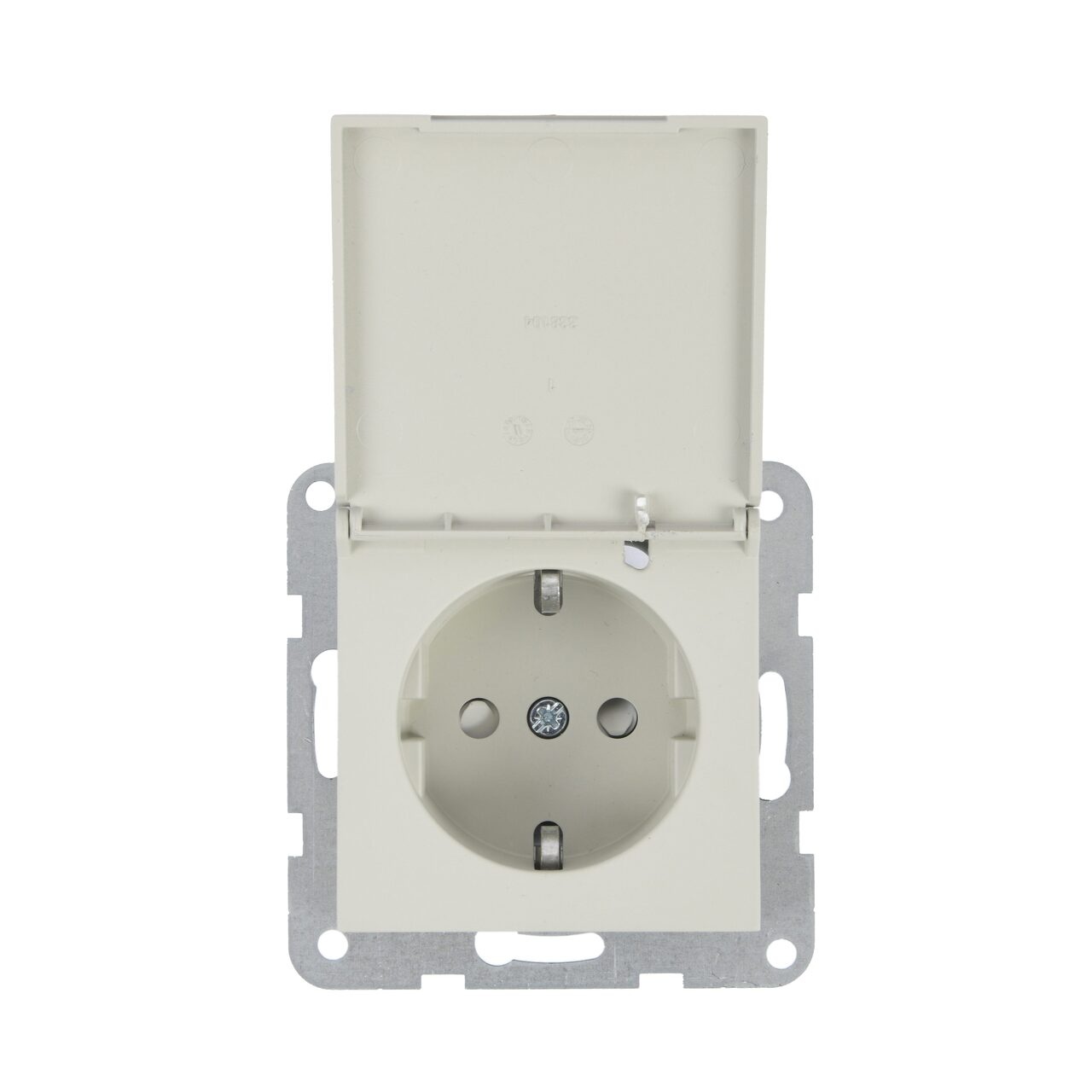 Priza simpla cu impamantare si capac, protectie copii, 16A, IP20, Sandstone, Panasonic Karre Plus 55 Soft Touch