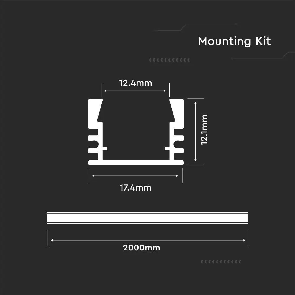 Profil Banda LED, Aplicat (PT), fara Margine, Aluminiu + Alb Mat, 2m - 2 | YEO