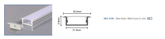 Profil banda led din aluminiu, incastrat, lat, lungime 2 metri, IP20, Optonica