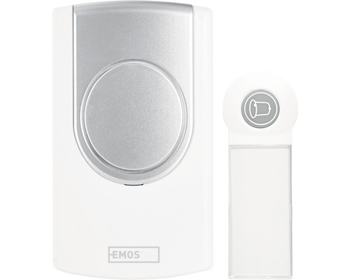 Sonerie fara fir Emos P5723, max. 100 m, 75 dB, alimentare pe baterii, alb-argintiu