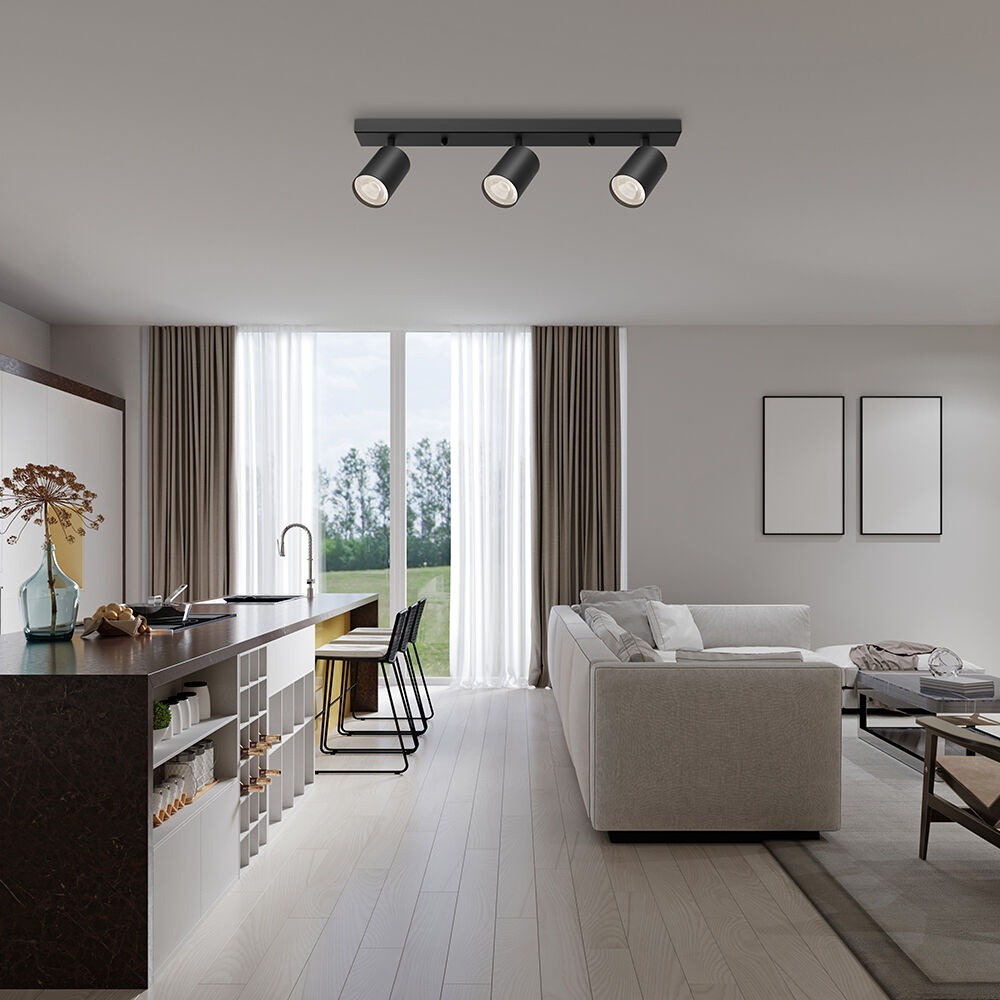 Spot aplicat GU10 triplu Beta, aluminiu, negru, IP20, Braytron - imagine 2