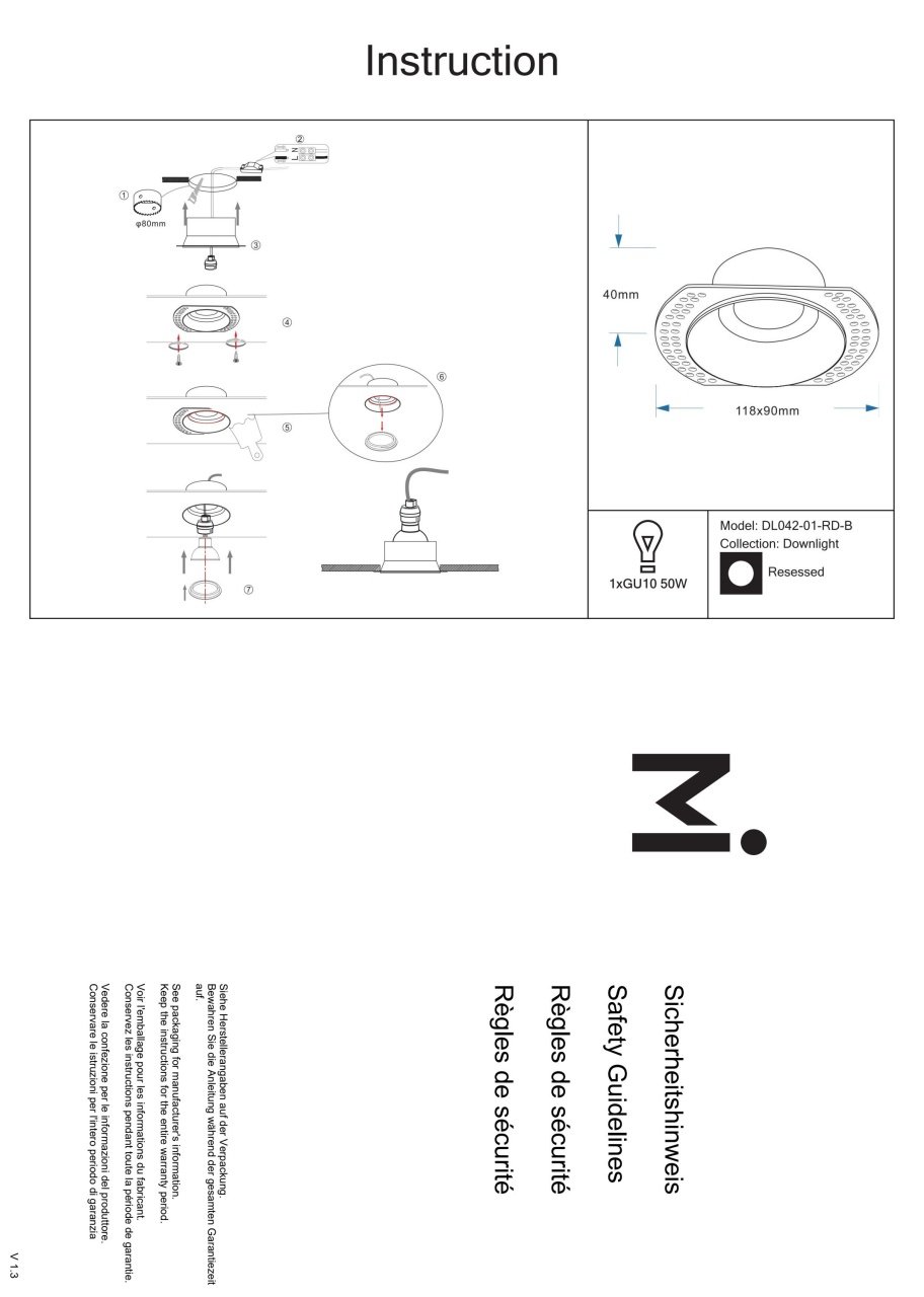 Spot Dot DL042-01-RD-B, incastrat, 1xGU10, negru, IP20, Maytoni - 3 | YEO