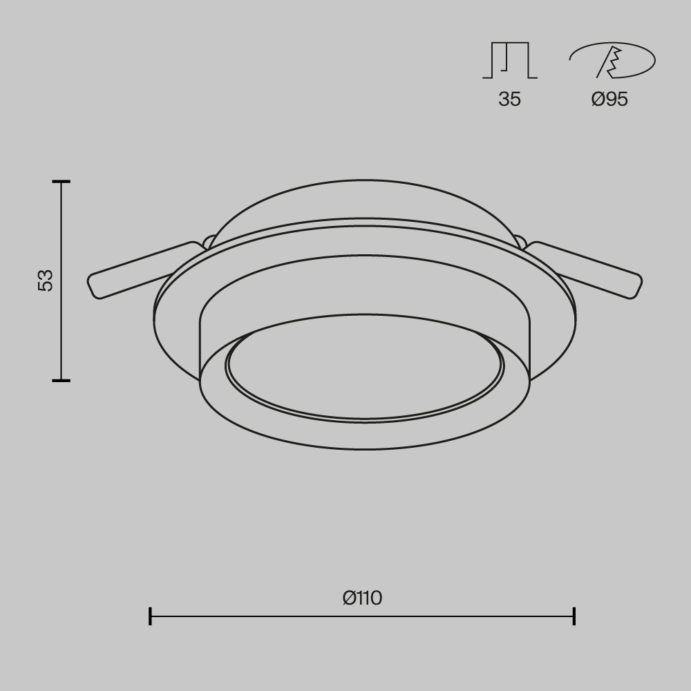 Spot LED incastrat Hoop, 1xGX53, diametru 11cm, aluminiu, IP20, negru, Maytoni