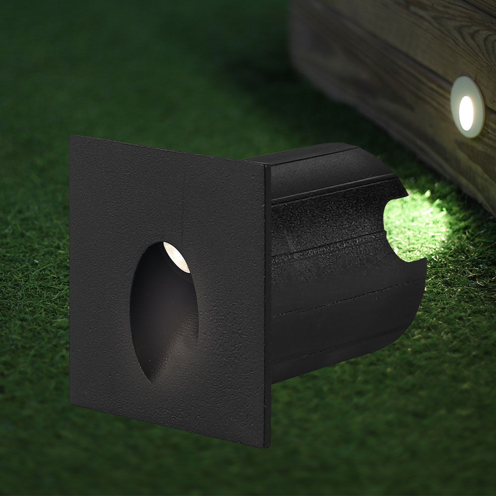 Spot LED patrat incastrabil exterior 2W, 240lm, lumina calda (3000 K), IP65, aluminiu, negru, Braytron - imagine 2