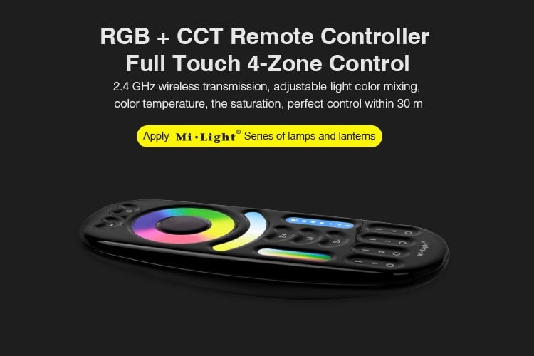 Telecomanda banda led RGBW+CCT Milight, compatibila cu controllere Milight, 4 zone, neagra