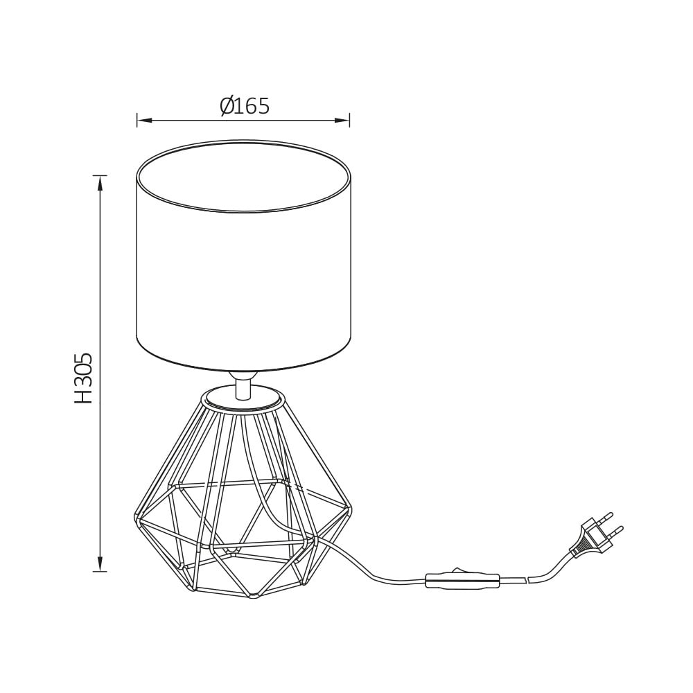 Veioza Hexa BR-BV06-00012, cu intrerupator, 1xE14, alba+neagra, IP20, Braytron - 3 | YEO