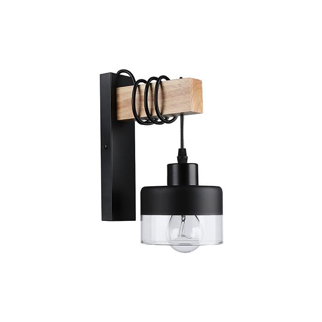 Aplica de perete Stark E27 LED negru/lemn, Masterled