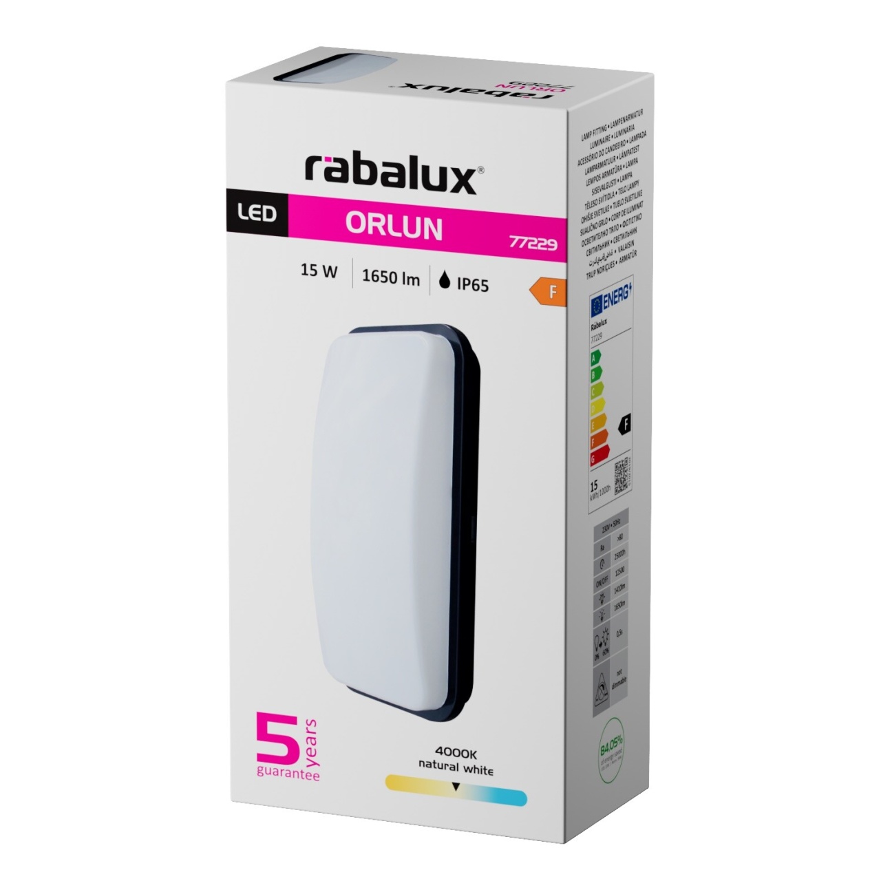 Aplica LED exterior Orlun, 15W, 1410 lm, lumina neutra (4000 K), IP65, neagra, Rabalux - Imagine 5