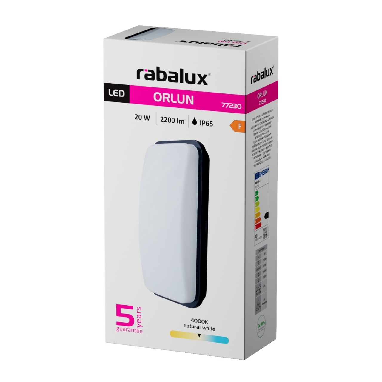 Aplica LED exterior Orlun, 20W, 1840 lm, lumina neutra (4000 K), IP65, neagra, Rabalux - Imagine 2