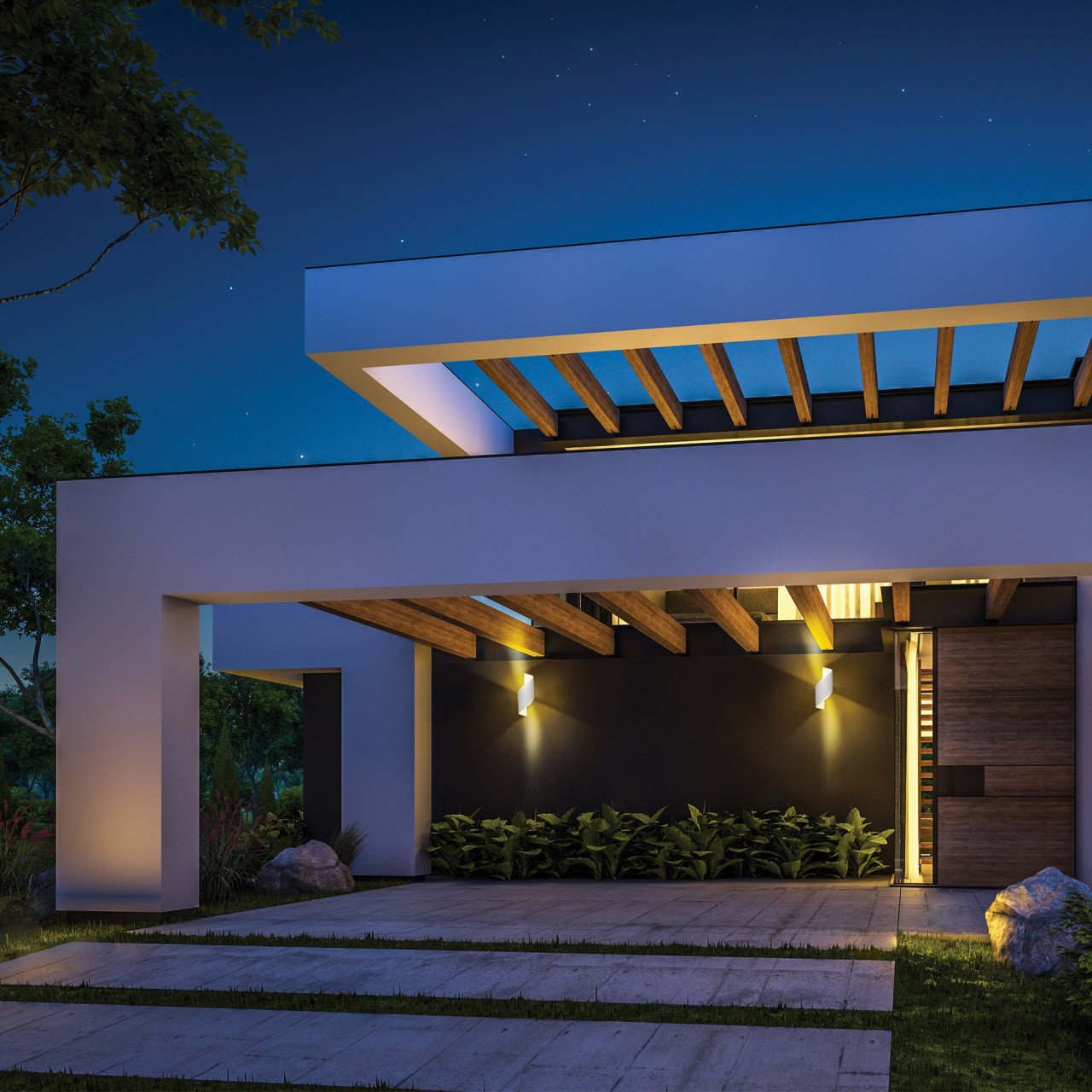 Aplica LED pentru exterior Modern, 10 W, 750 lm, lumina neutra (4000K), alba, Klausen - 1 | YEO