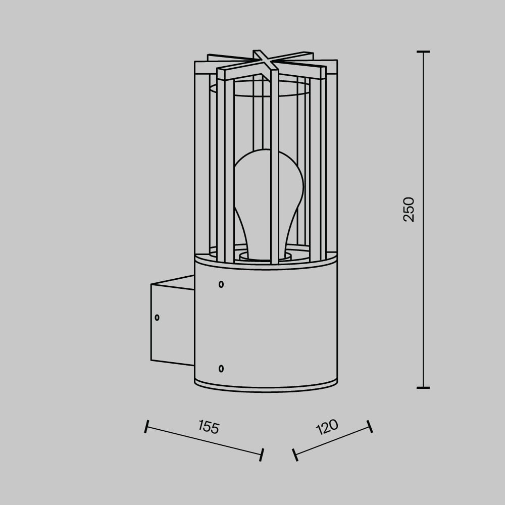 Aplica pentru exterior Barrel O453WL-01GF, 1xE27, grafit, IP54, Maytoni