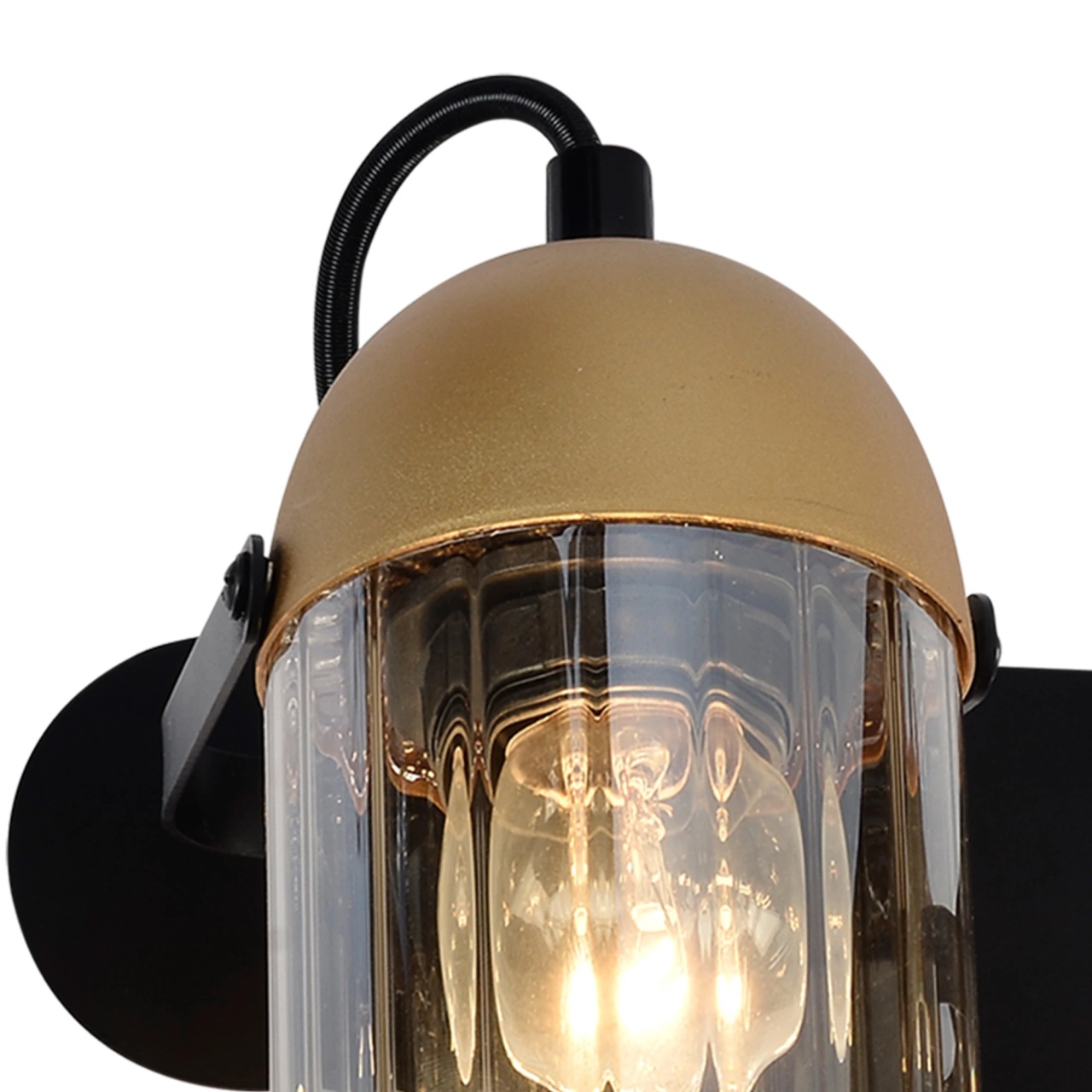 Aplica Rafad LY-3497, 2xE27, negru si auriu, sticla fumurie, stil industrial, IP20 - imagine 5