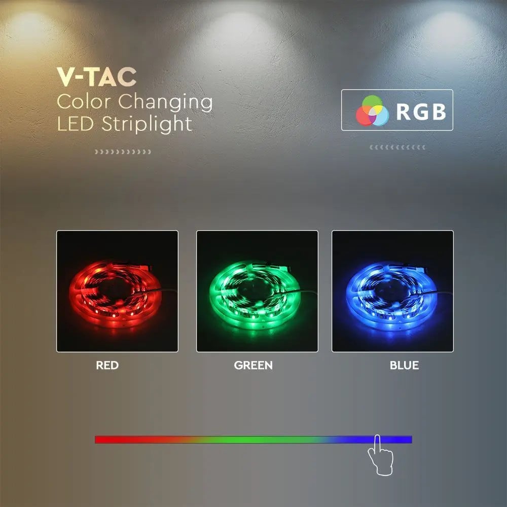 Banda led SMD 5050 V-TAC, RGB+CCT(2700-6500K), 24W/m, 1630lm/m, 60 leduri/m, 24V, IP65 - 3 | YEO