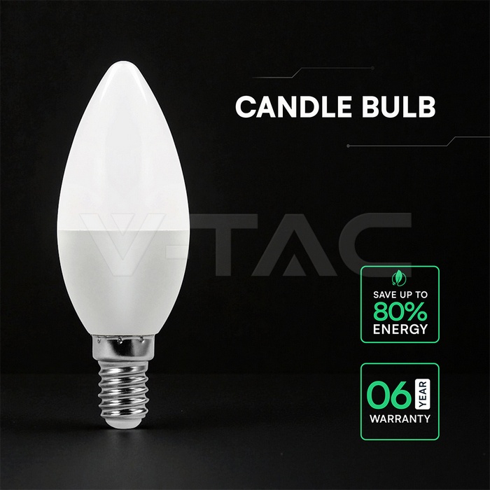 Bec LED 5.5W, E14, lumina neutra (4000 K), 470lm, dimabil, V-TAC - imagine 4