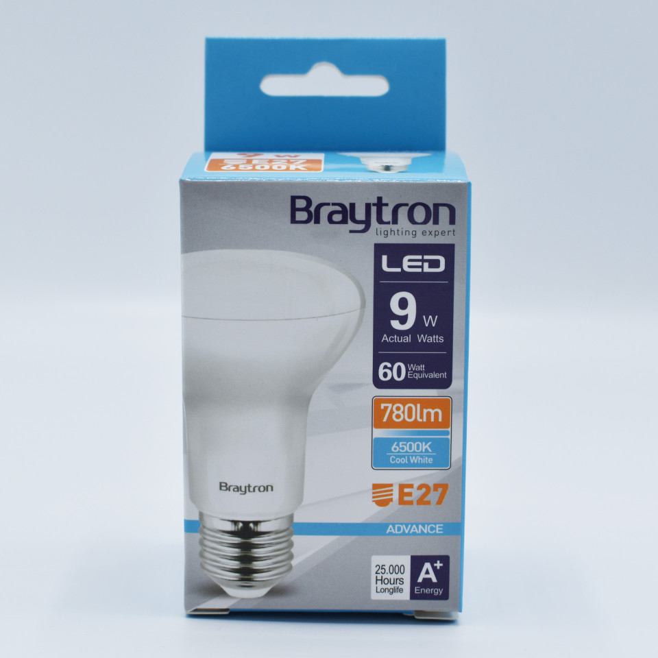 Bec LED Braytron 9W(60W) , E27, R63, 830lm, lumina rece (6500K), clasa energetica F - 2 | YEO