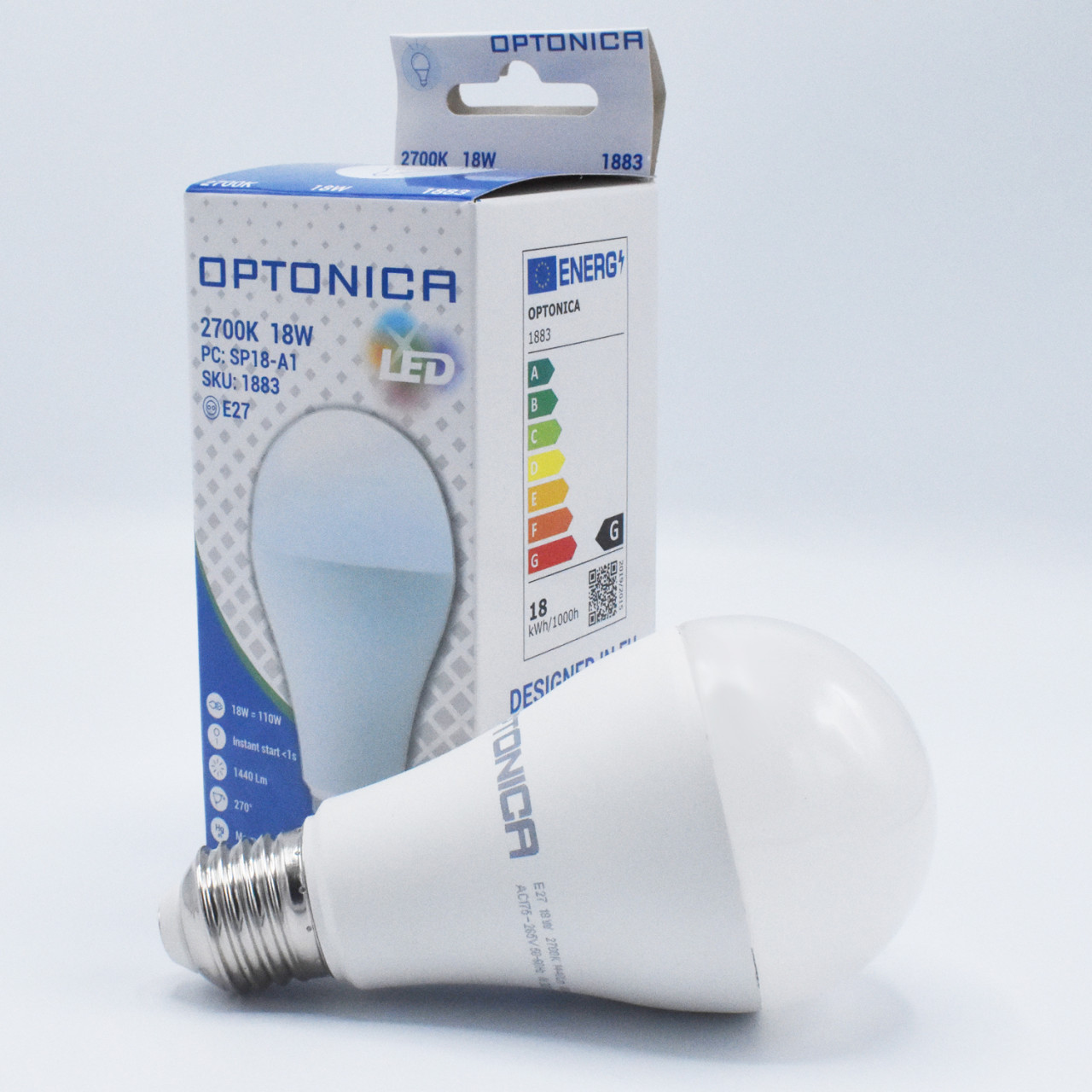 Bec LED opal 18W(110W) Optonica, E27, 1820 lm, lumina calda (2700K), clasa energetica F - 1 | YEO