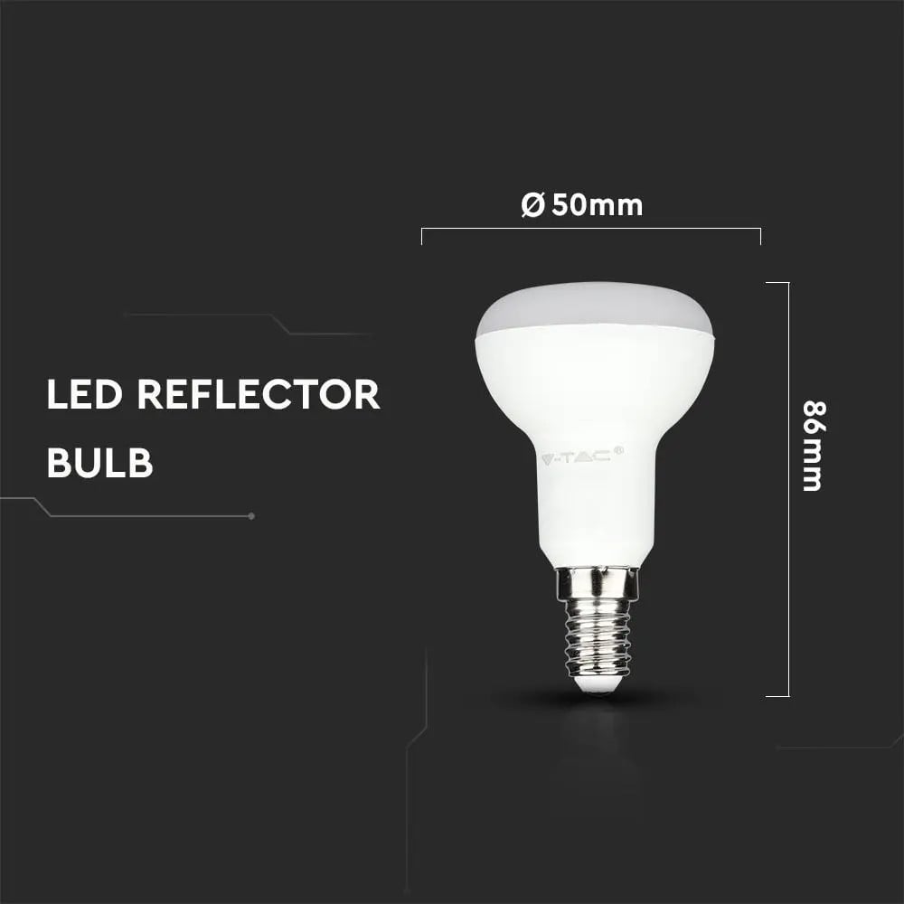 Bec led R50 6W (40W) cip Samsung, E14, 470 lm, lumina rece (6400 K), opal, V-TAC - 3 | YEO