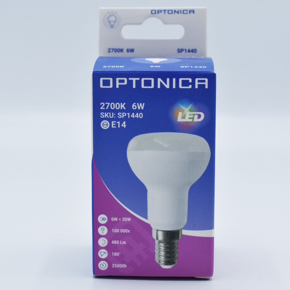 Bec LED R50 Optonica, 6W(48W), E14, 450 lm, lumina calda (2700K), clasa energetica G - 2 | YEO