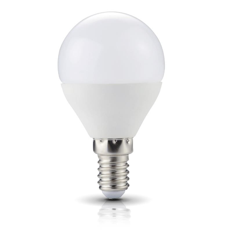 Bec LED sferic Kobi, E14, 7W(50W), 525 lm, lumina calda (3000K), opal, clasa energetica F