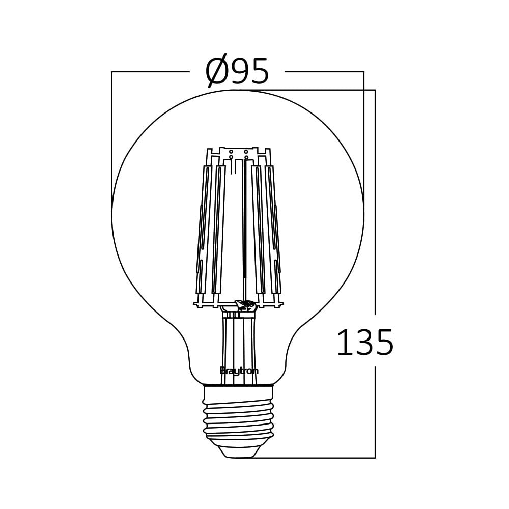 Bec led Vintage Edison dimabil, 7W (75W), E27, G95, 1150 lm, lumina calda (2700K), transparent, Braytron