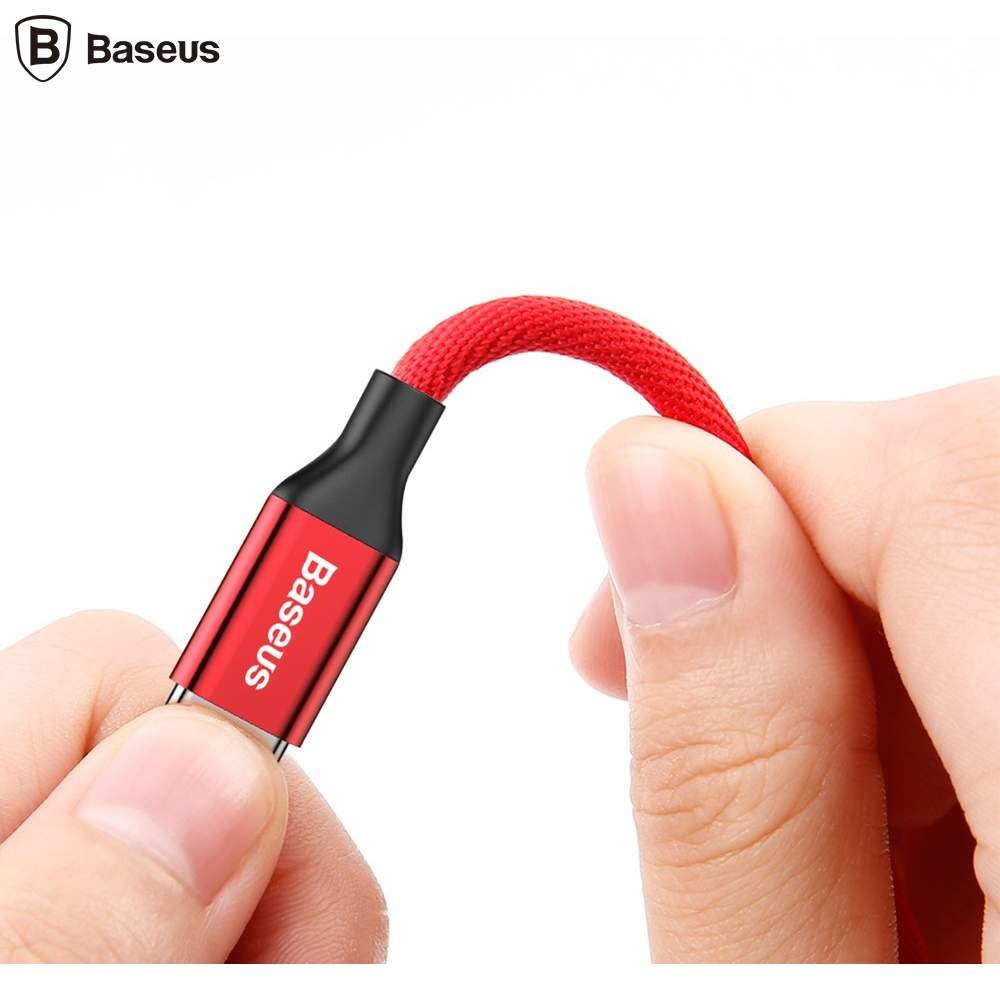 Cablu USB 2.0 - Lightning, 1.8 m, textil, rosu, Baseus - Imagine 2