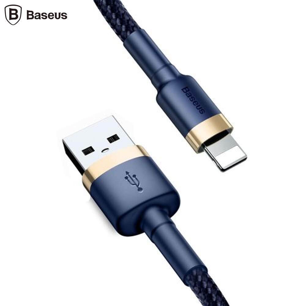 Cablu USB - Lightning, 2m, 1.5A, textil, albastru+auriu, Baseus - Imagine 7