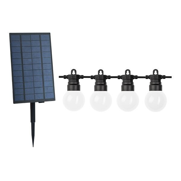 Ghirlanda solara LED alba, 10 metri, 20 de becuri, lumina calda (2700K), 128 lm, IP65, Optonica