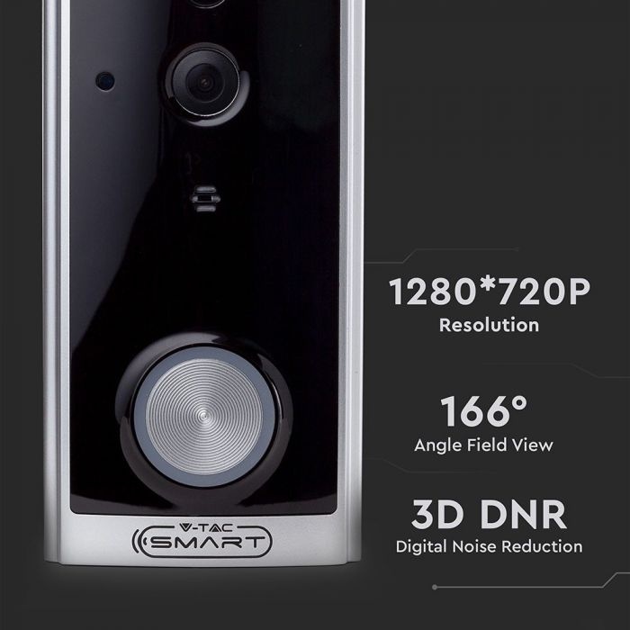 Interfon Smart video V-TAC, audio 2 directii, Wi-Fi, night vision, negru - 1 | YEO