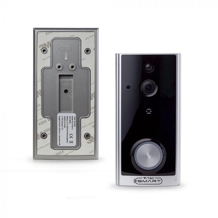 Interfon Smart video V-TAC, audio 2 directii, Wi-Fi, night vision, negru