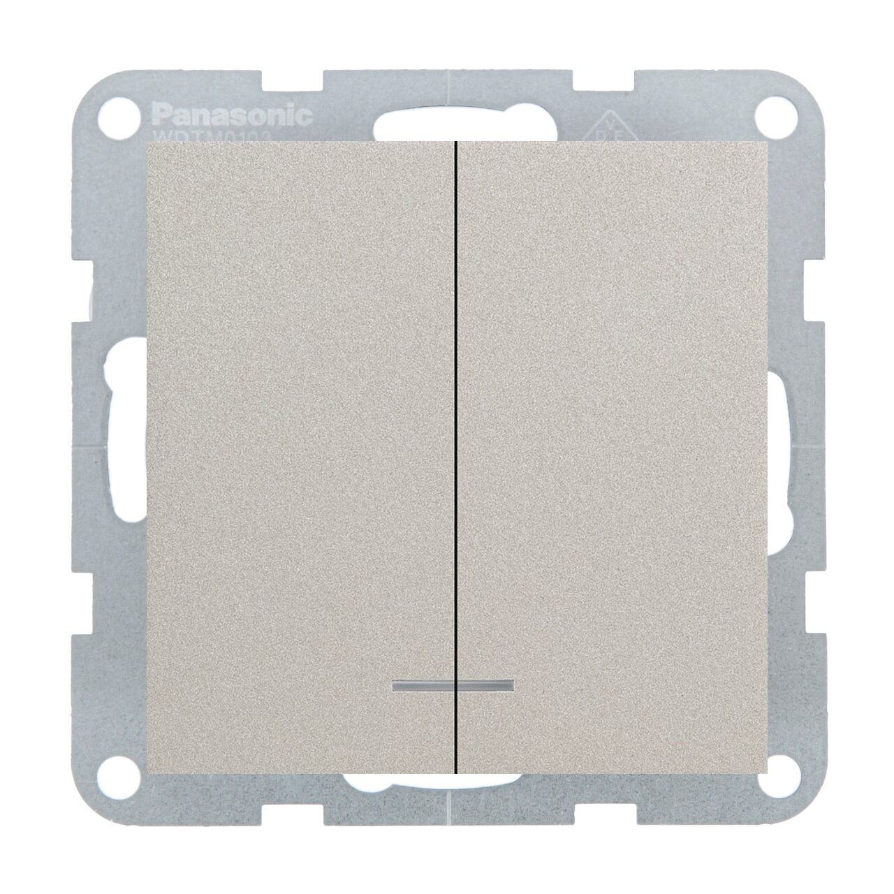 Intrerupator dublu cu led 10A, IP20, Bronz, Panasonic Karre Plus 55
