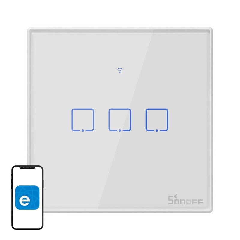 Întrerupător Tactil WiFi + RF 433MHz Sonoff T2 EU TX (3 canale)