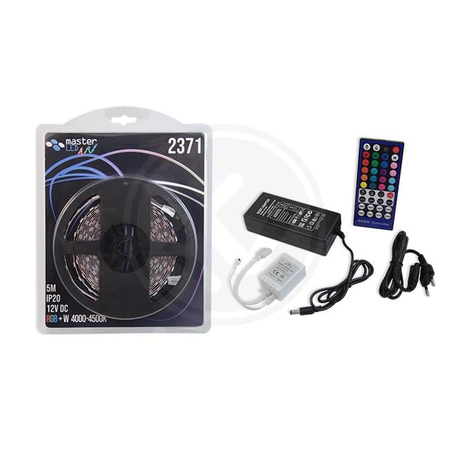 Kit Banda LED 5050, RGBW + Alb Natural (4000K), 5m, 60 LEDuri/m, Controller+Alimentare