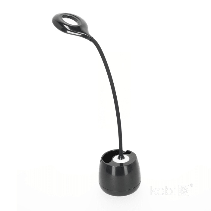 Lampa de birou LED LUSIA 5W, 4000K, portabila, acumulator, suport telefon si pixuri, neagra, Kobi - imagine 8