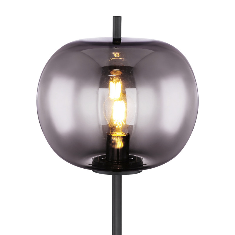 Lampadar Blacky 15345S, cu intrerupator, 1xE27, negru+fumuriu, IP20, Globo - 3 | YEO