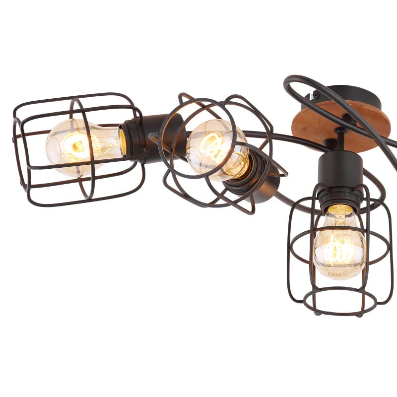 [Lichidare stoc]Plafoniera Willa 54037-5D, 5xE27, neagra+maro, IP20, Globo Lighting