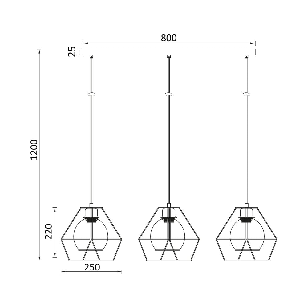 Lustra BR-BV03-00043, 3xE27, neagra+fumurie, IP20, Braytron