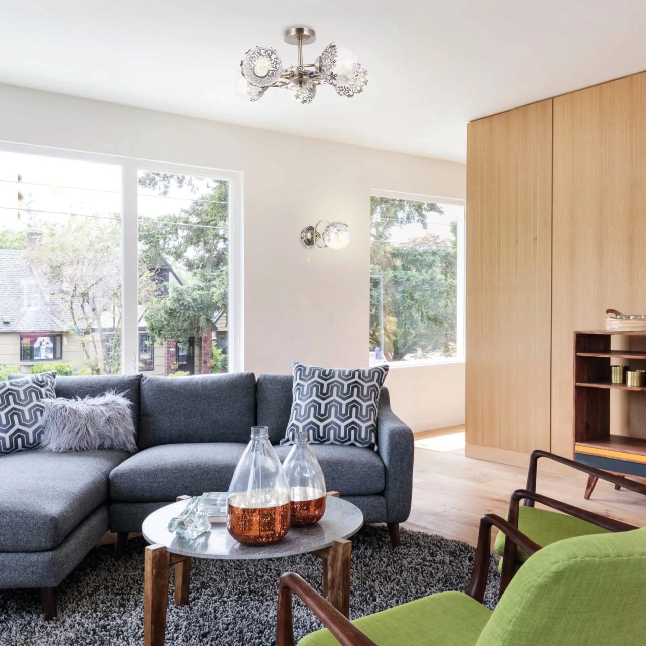 Lustra Desert LY-3463, 5xE27, bronz si alb transparent, stil clasic, IP20 - imagine 6