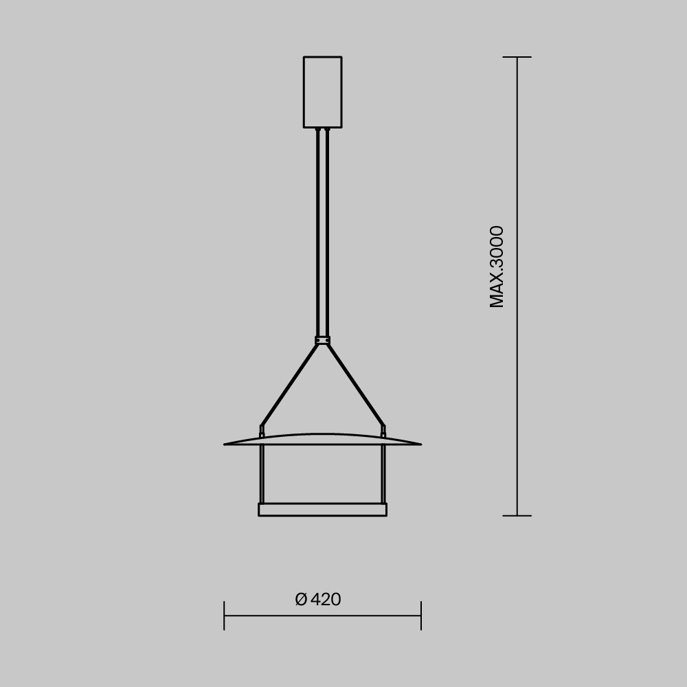 Lustra LED Ambience MOD280PL-L23B3K, 23W, 1000lm, lumina calda, IP20, negru, Maytoni