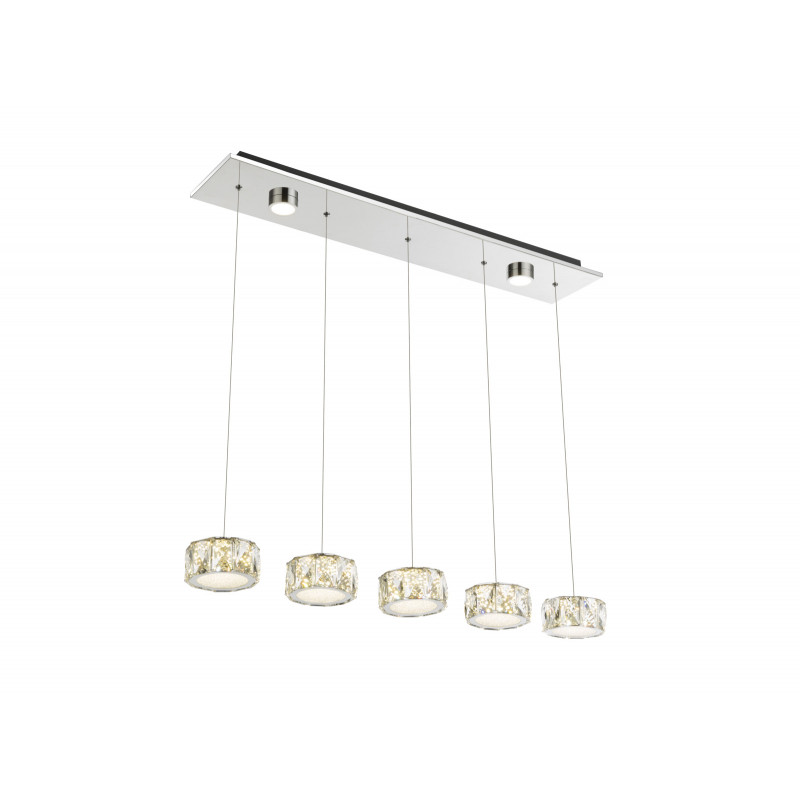 Lustra LED Amur 49350-52H, 48W, 3700lm, lumina naturala, IP20, crom+transparenta, Globo Lighting