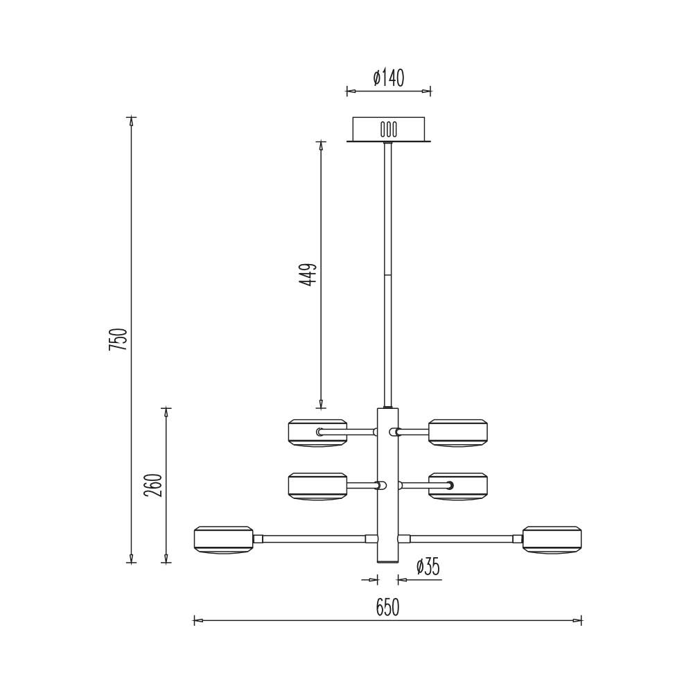 Lustra LED Arcana BR-BH18-01101, 48W, 5280lm, lumina calda, IP20, neagra, Braytron - 3 | YEO