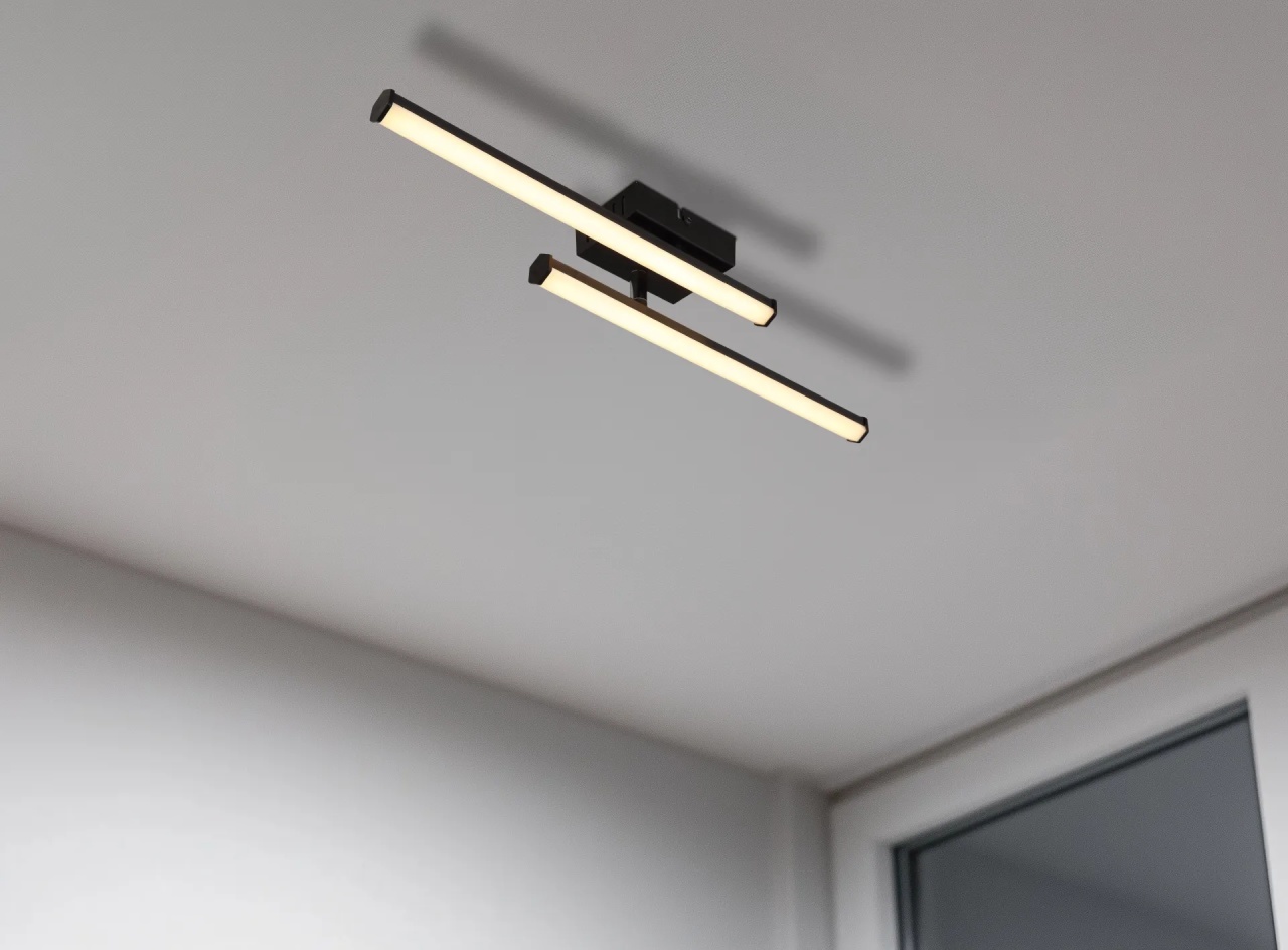 Lustra LED Kirina, 2 brate, 12W, 860 lm, lumina calda (3000 K), IP20, negru mat/opal, Globo Lighting - imagine 6