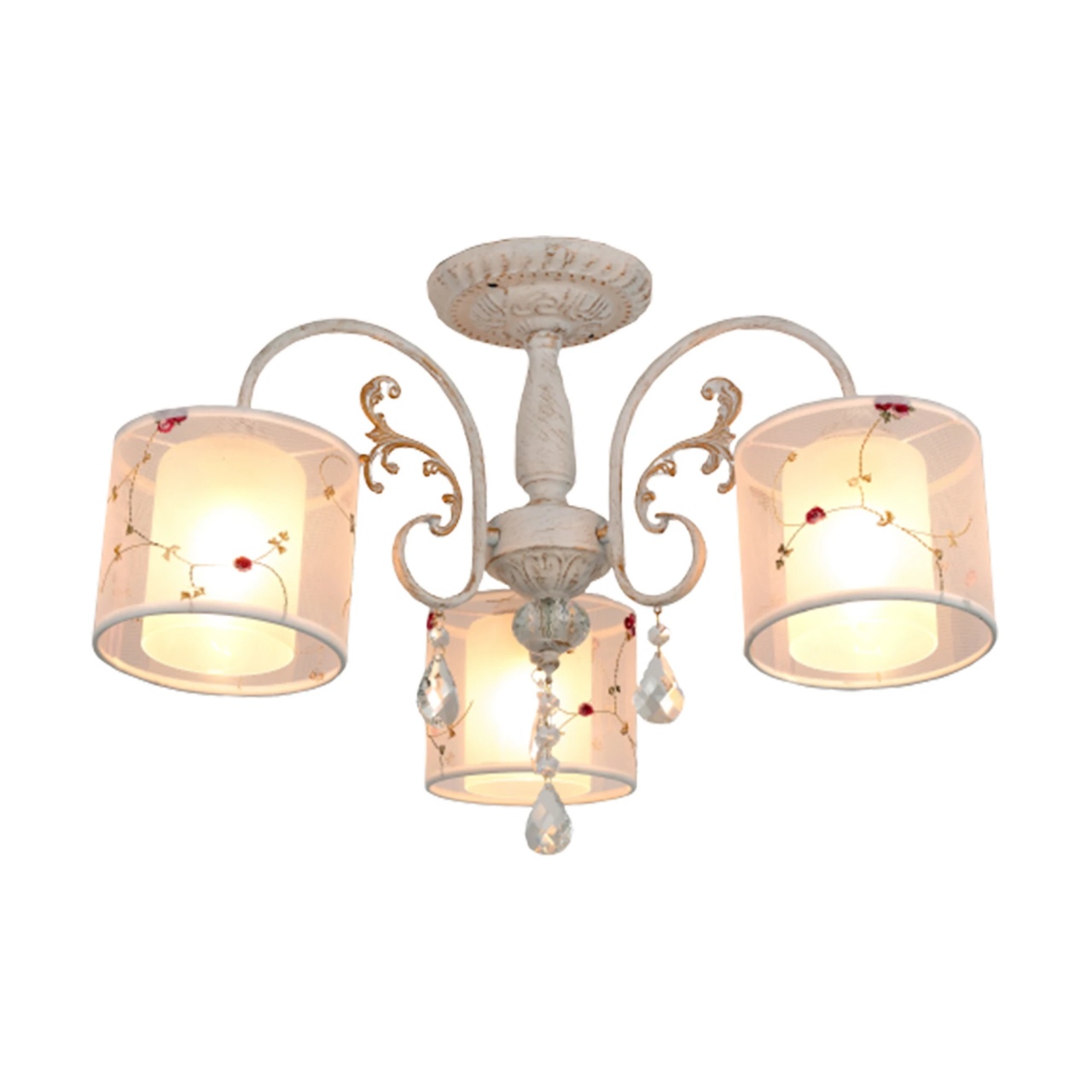 Lustra Provance KL103004, 3xE27, alb cu insertii multicolore, stil clasic, IP20 - imagine 6