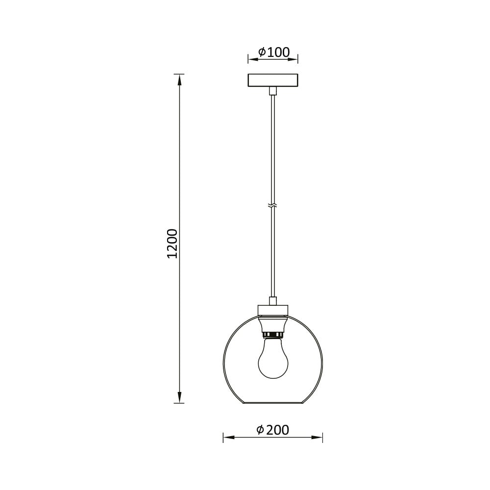 Pendul Braytron BR-BV01-00050, 1xE27, fumuriu+negru