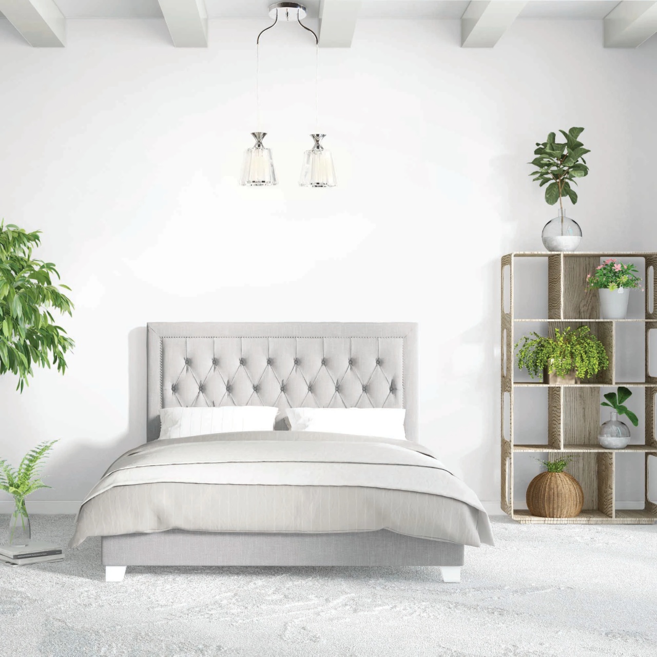 Pendul Humble LY-3418, 2xE27, crom si alb transparent, design modern, IP20 - imagine 2